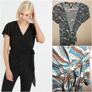 STUDIO 1940 SZ. SMALL STRETCH SILKY WRAP TOP